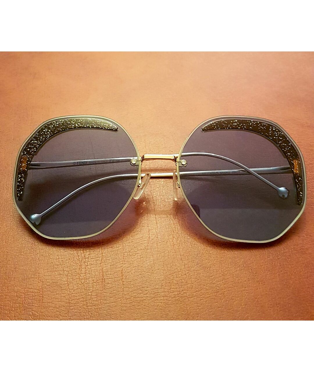 FENDI Голубые металлические солнцезащитные очки, фото 2