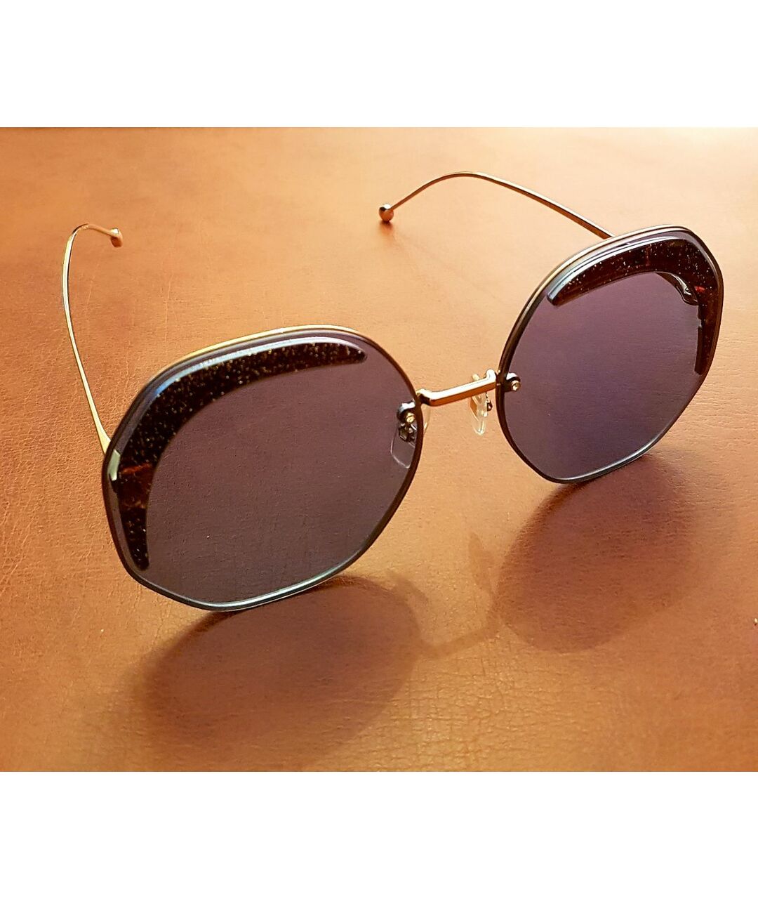FENDI Голубые металлические солнцезащитные очки, фото 4