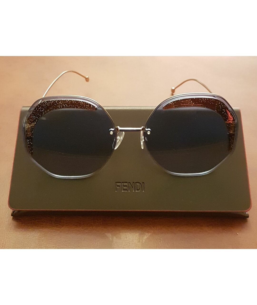 FENDI Голубые металлические солнцезащитные очки, фото 3