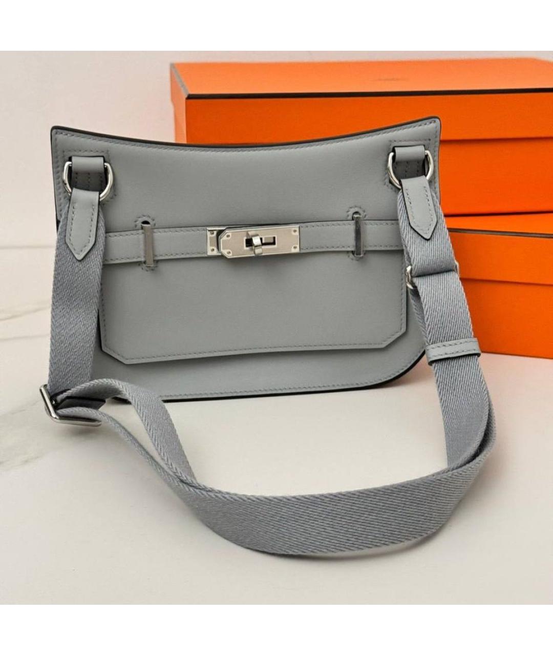 HERMES Серая кожаная сумка через плечо, фото 3