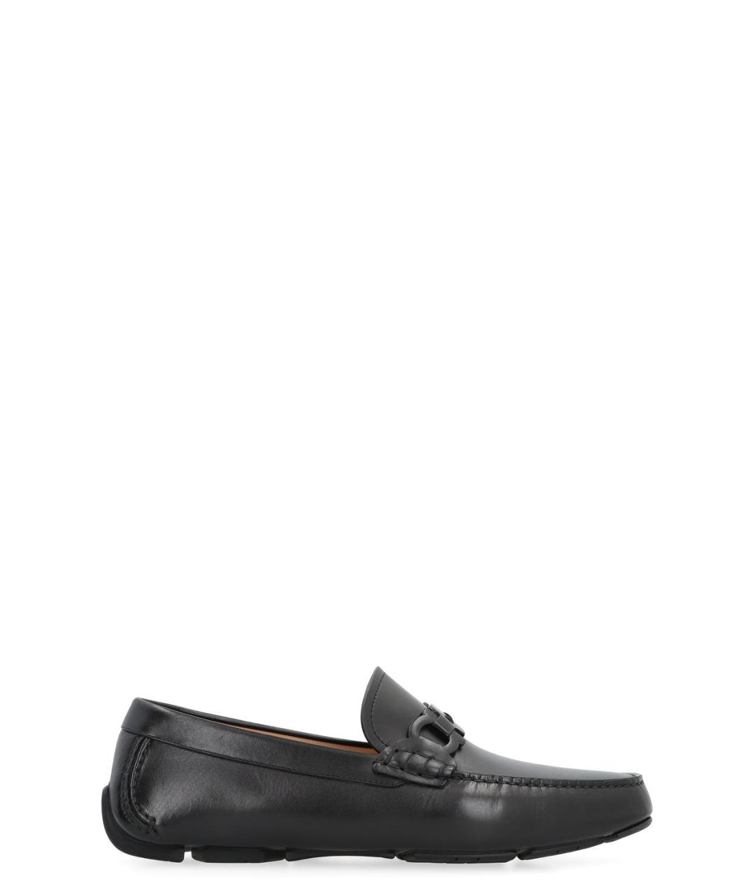 FERRAGAMO Черные кожаные лоферы, фото 1