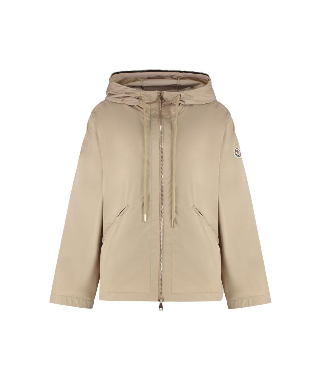 MONCLER Бежевая полиэстеровая куртка, фото 1