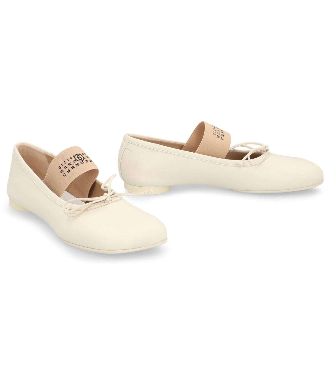 MM6 MAISON MARGIELA Бежевые кожаные балетки, фото 3