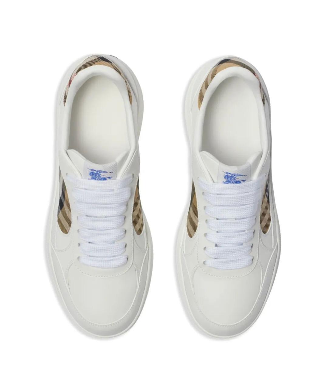 BURBERRY Белые кожаные низкие кроссовки / кеды, фото 3