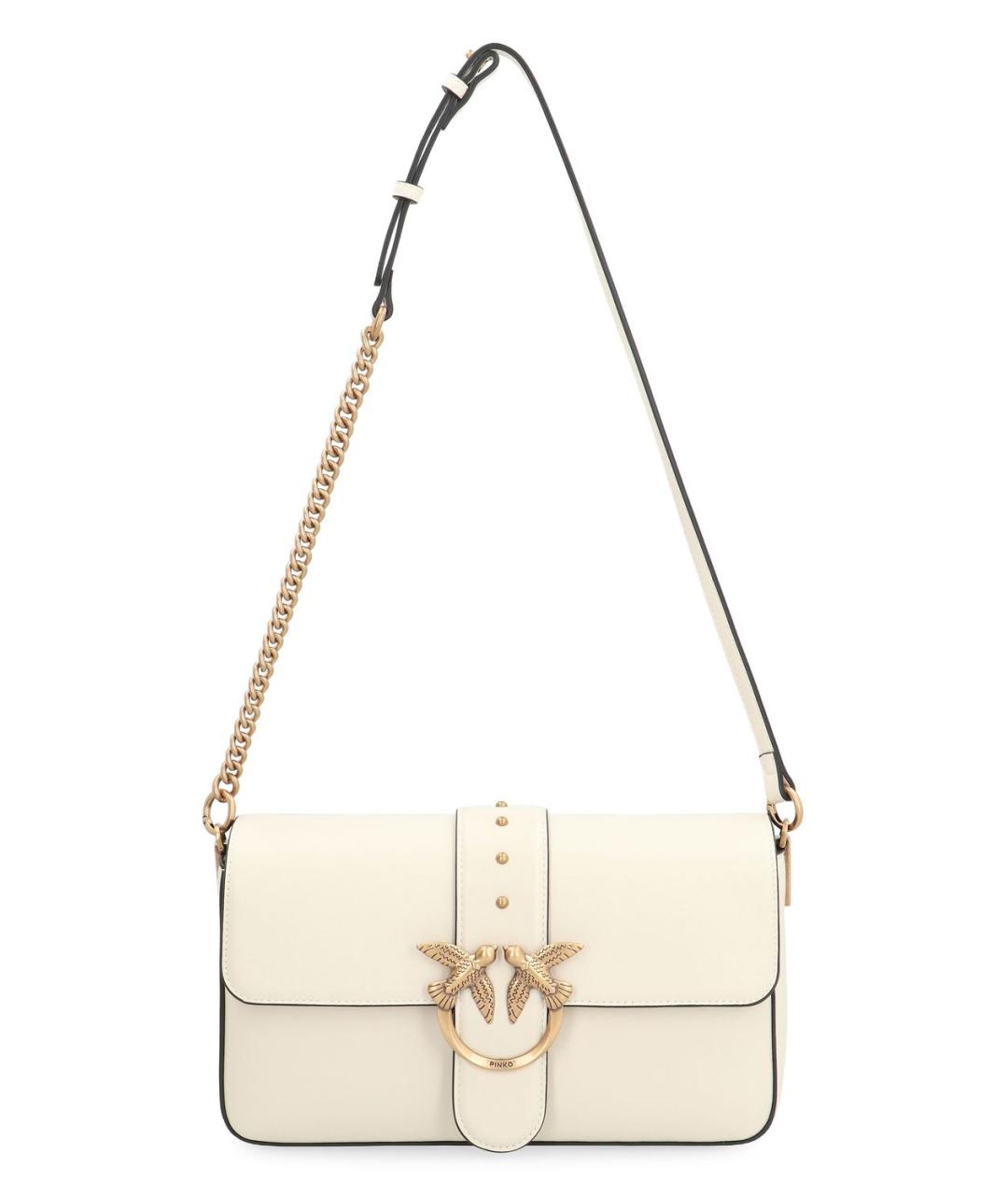 PINKO Белая кожаная сумка через плечо, фото 1