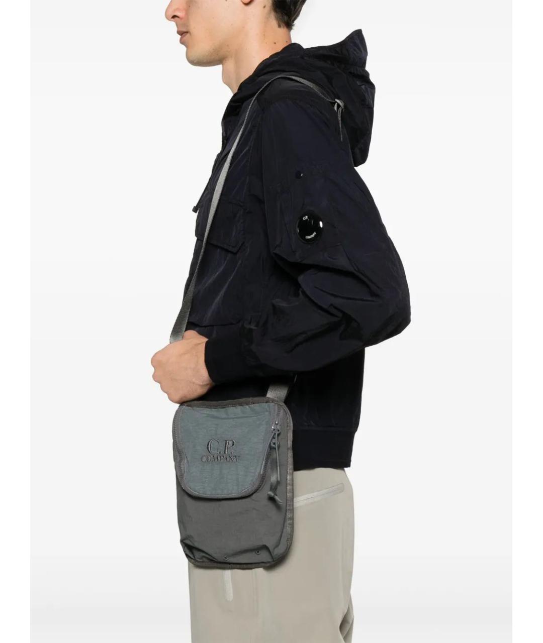 CP COMPANY Серая синтетическая сумка на плечо, фото 2