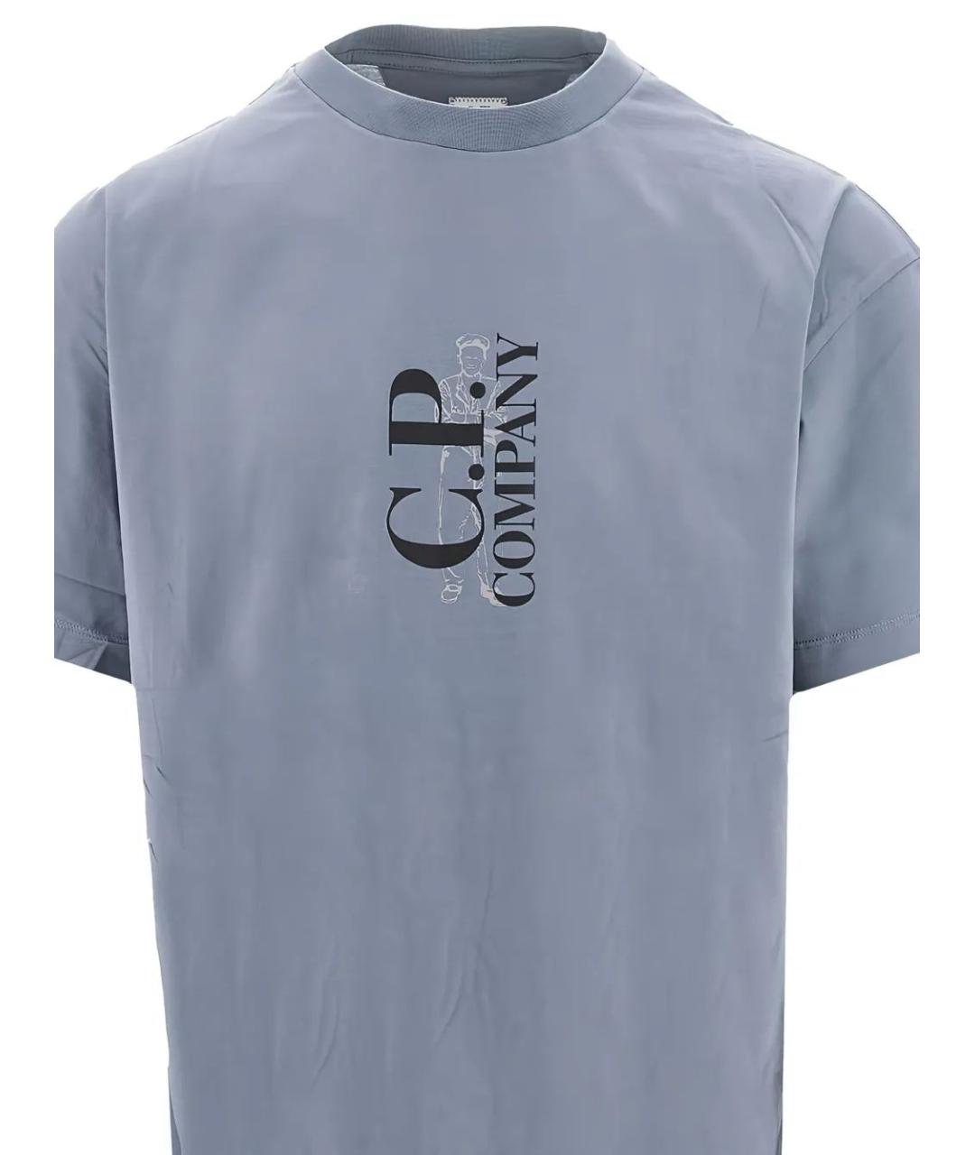 CP COMPANY Голубая хлопковая футболка, фото 3