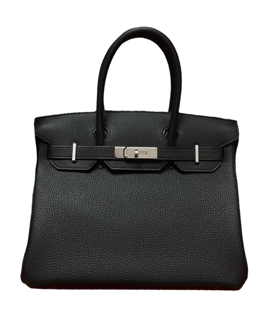 HERMES Черная кожаная сумка с короткими ручками, фото 4
