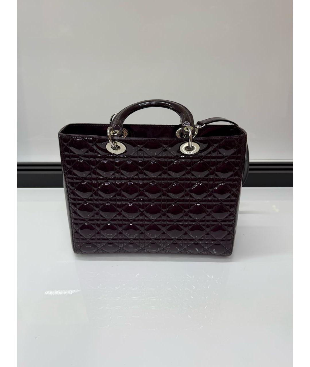 CHRISTIAN DIOR Фиолетовая сумка с короткими ручками из лакированной кожи, фото 3