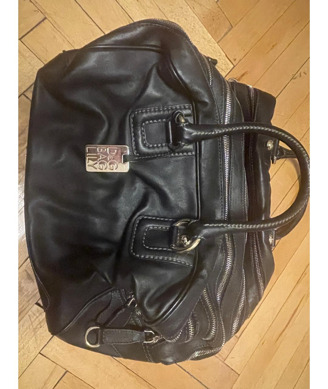 DOLCE&GABBANA Черная кожаная сумка с короткими ручками, фото 5