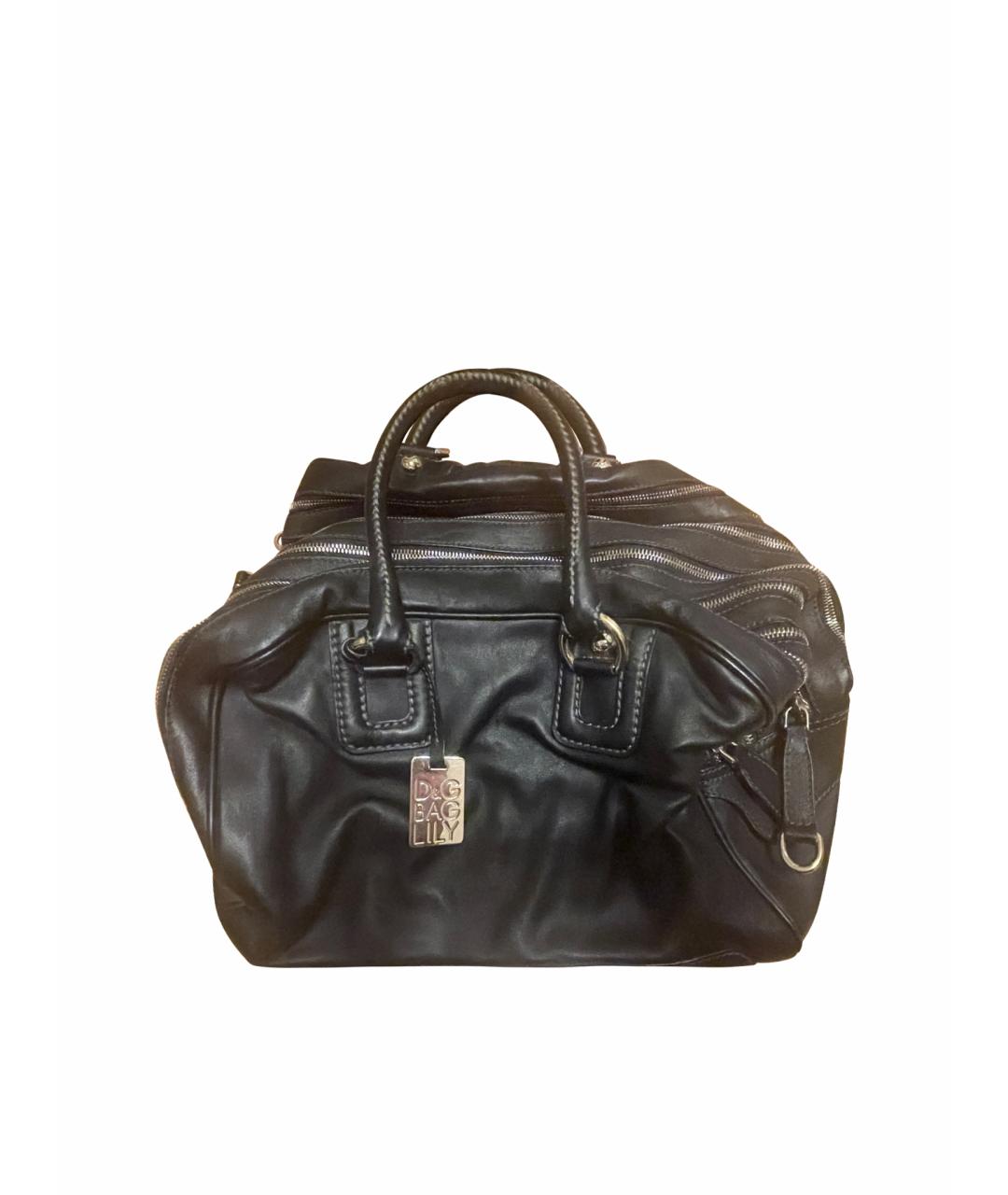 DOLCE&GABBANA Черная кожаная сумка с короткими ручками, фото 1