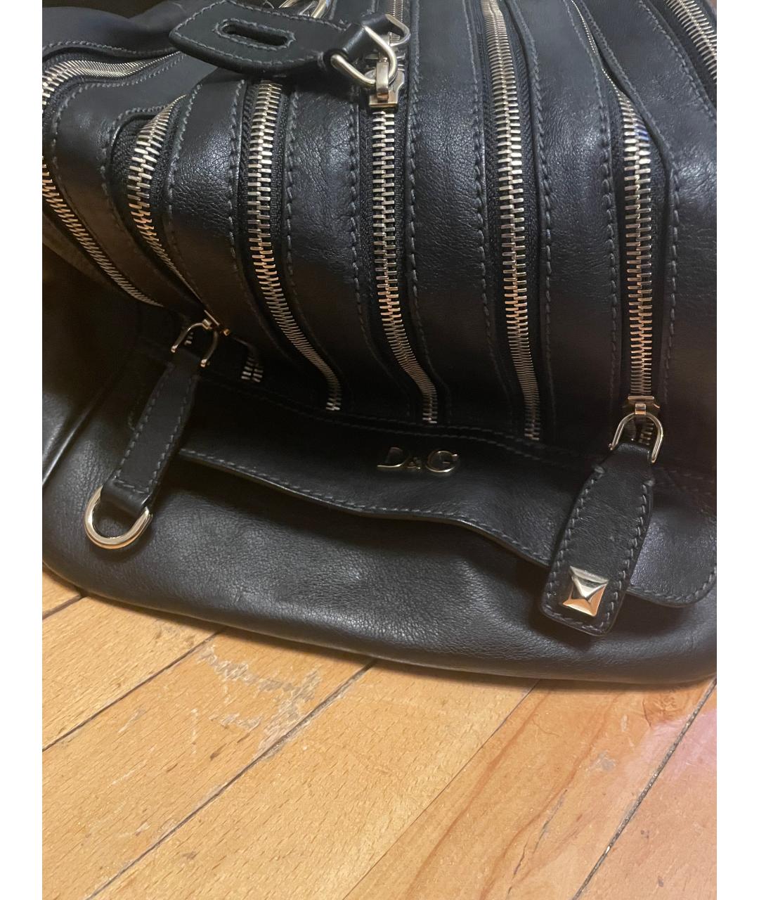 DOLCE&GABBANA Черная кожаная сумка с короткими ручками, фото 2