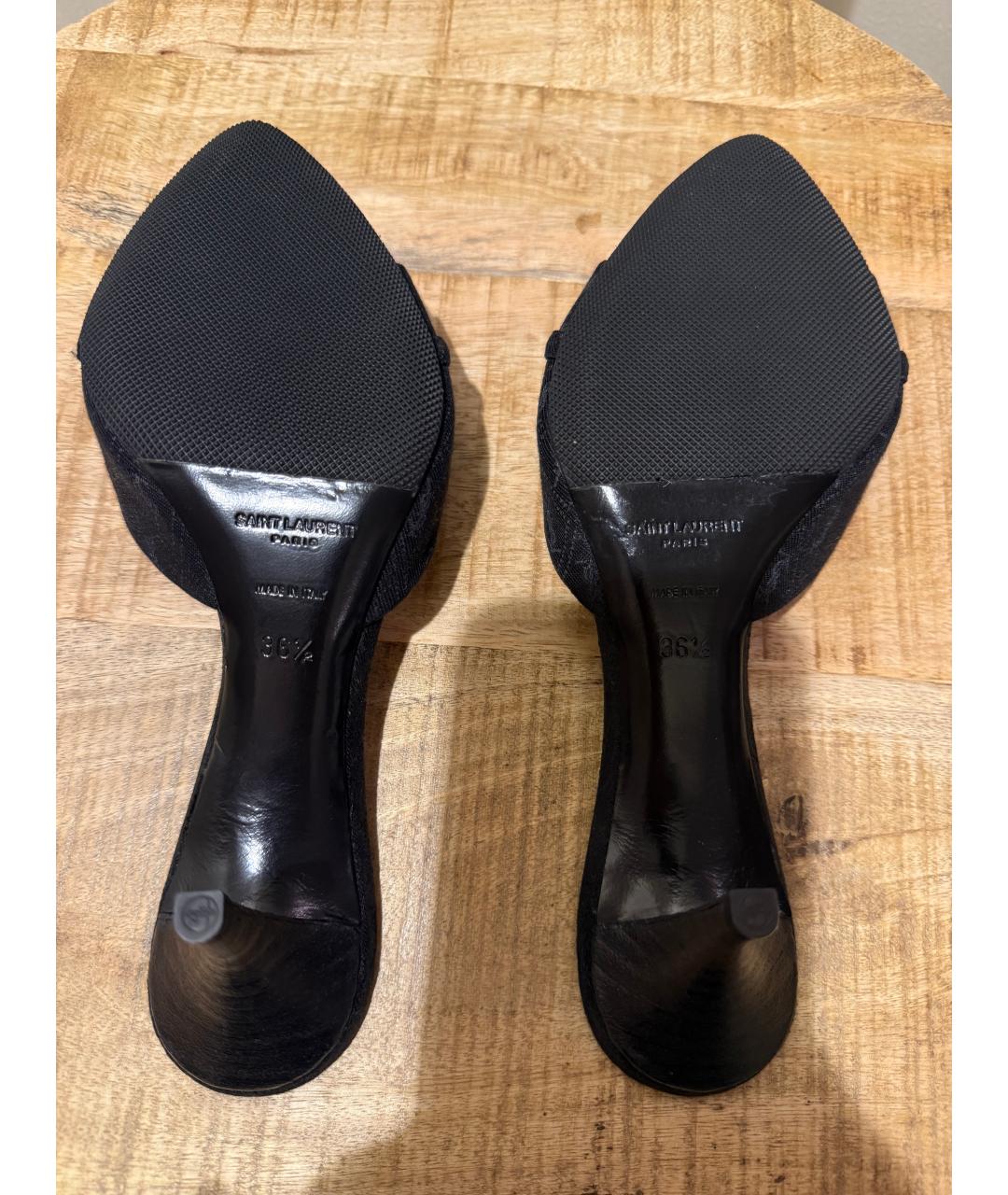 SAINT LAURENT Черные текстильные босоножки, фото 5