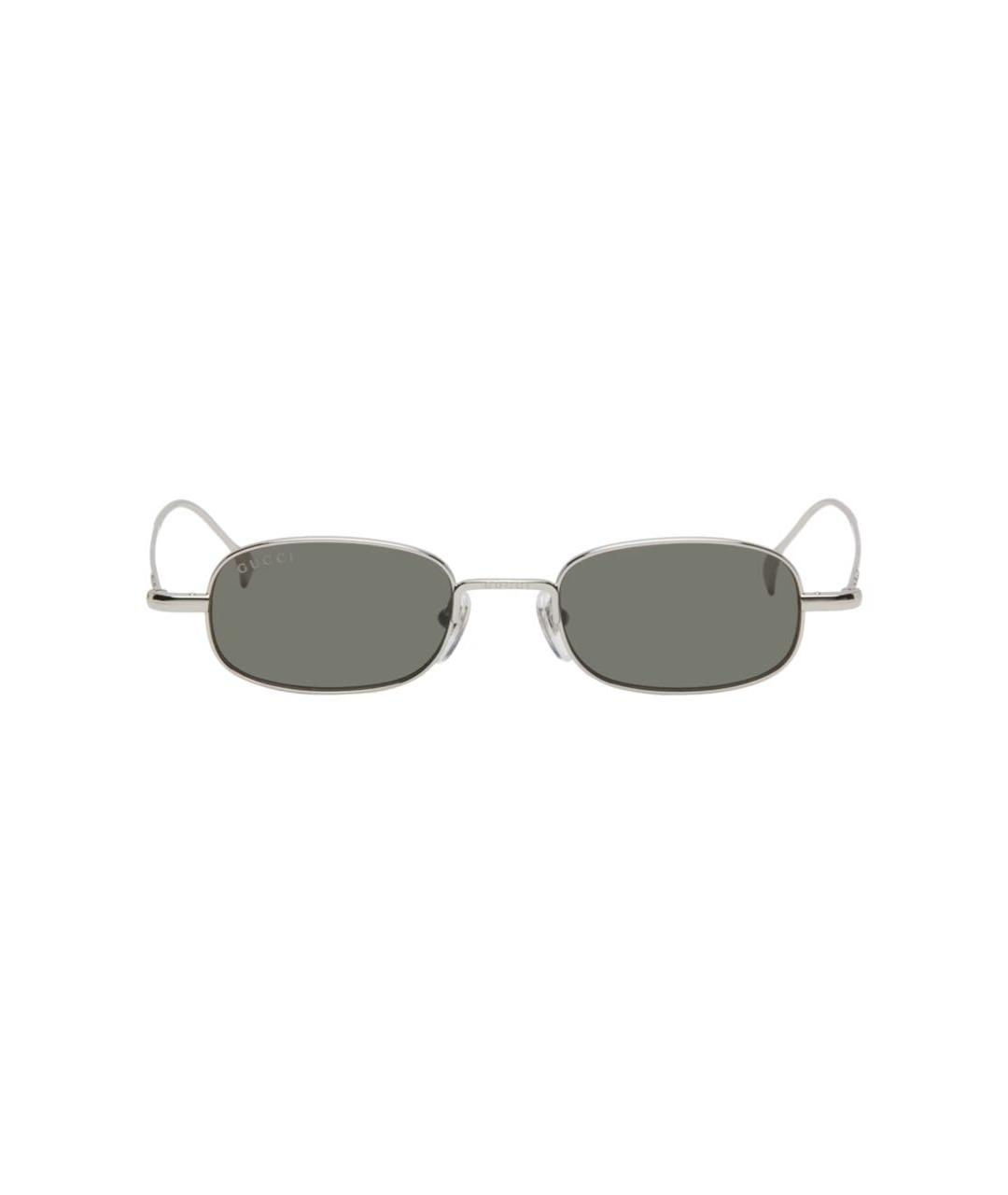 GUCCI Серебряные металлические солнцезащитные очки, фото 1