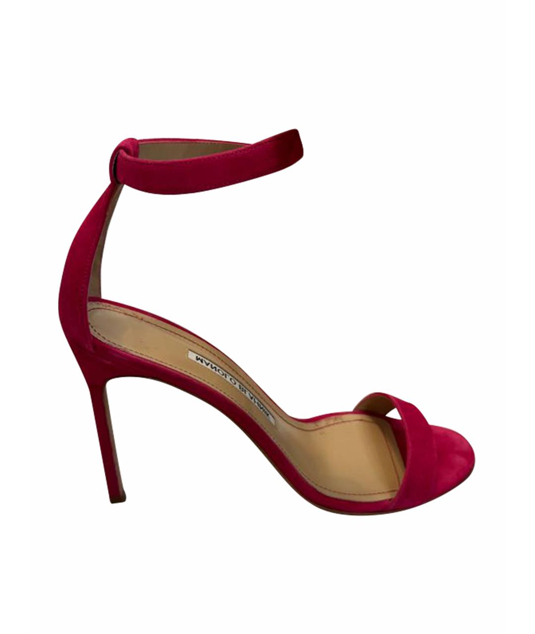 MANOLO BLAHNIK Фуксия замшевые босоножки, фото 1