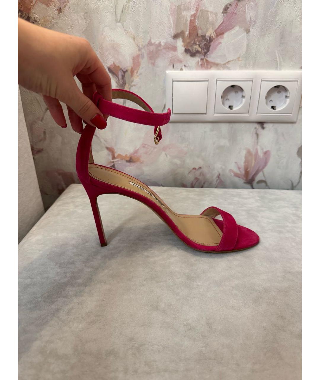 MANOLO BLAHNIK Фуксия замшевые босоножки, фото 7