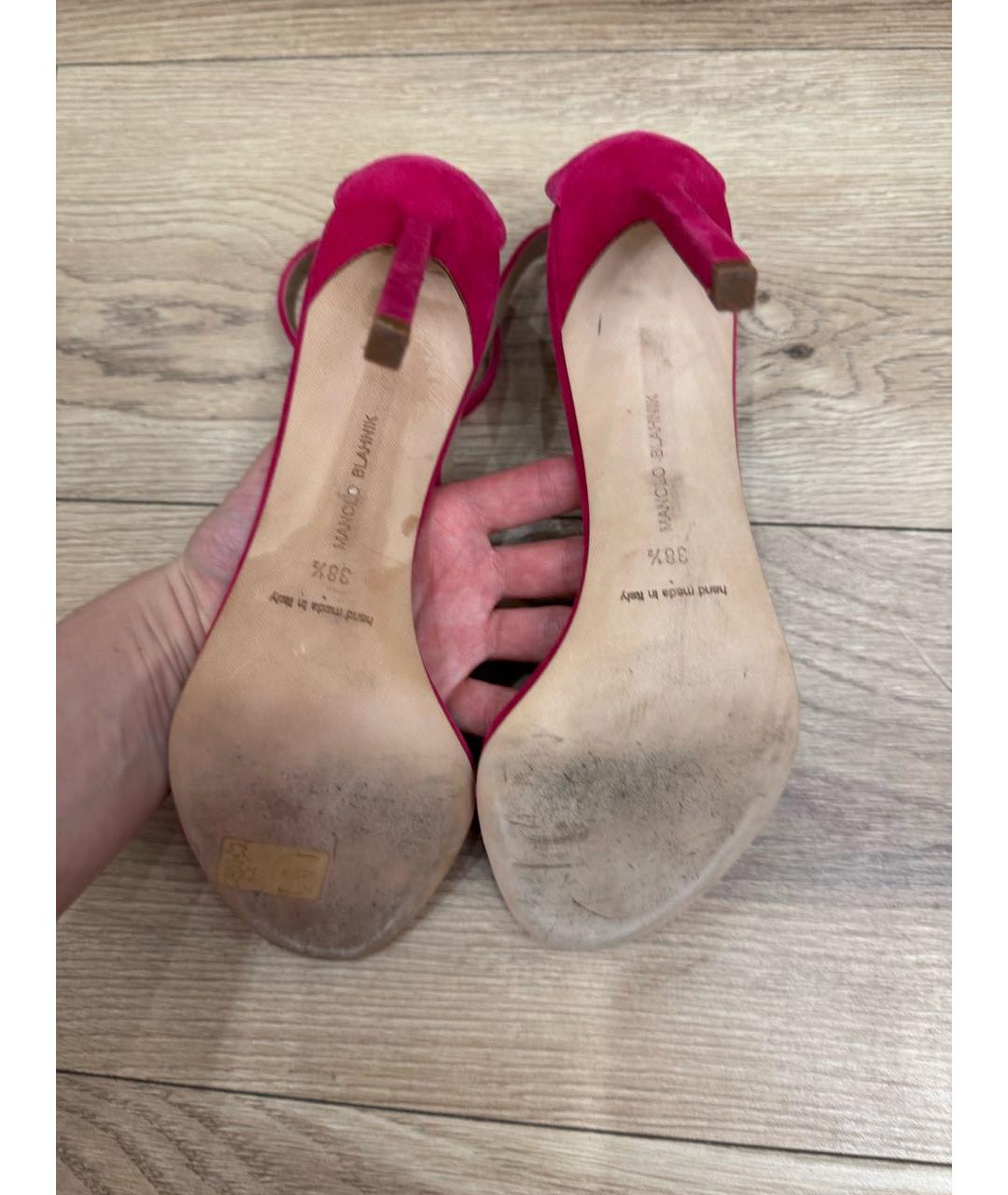 MANOLO BLAHNIK Фуксия замшевые босоножки, фото 5