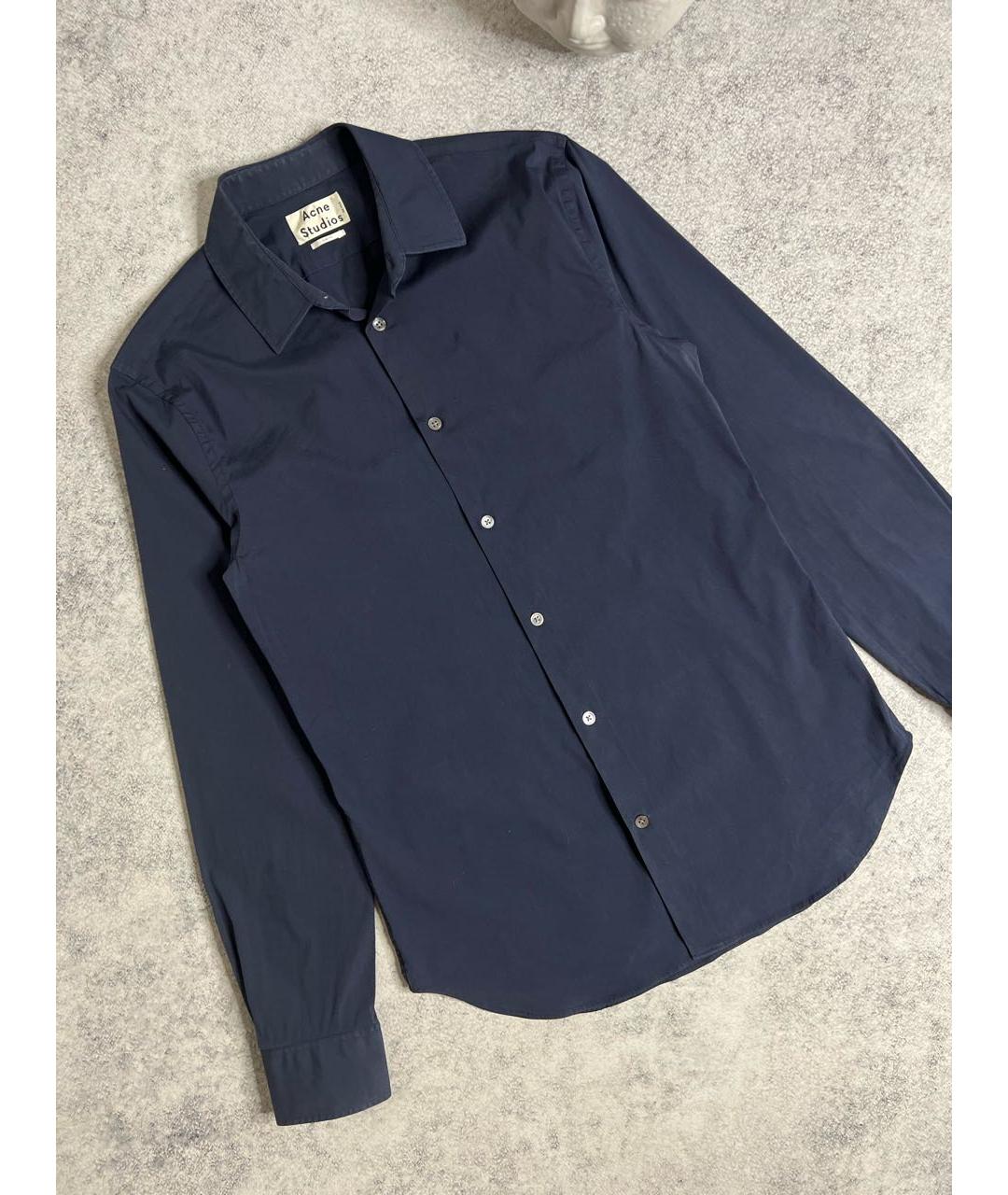 ACNE STUDIOS Темно-синяя хлопко-полиэстеровая классическая рубашка, фото 3