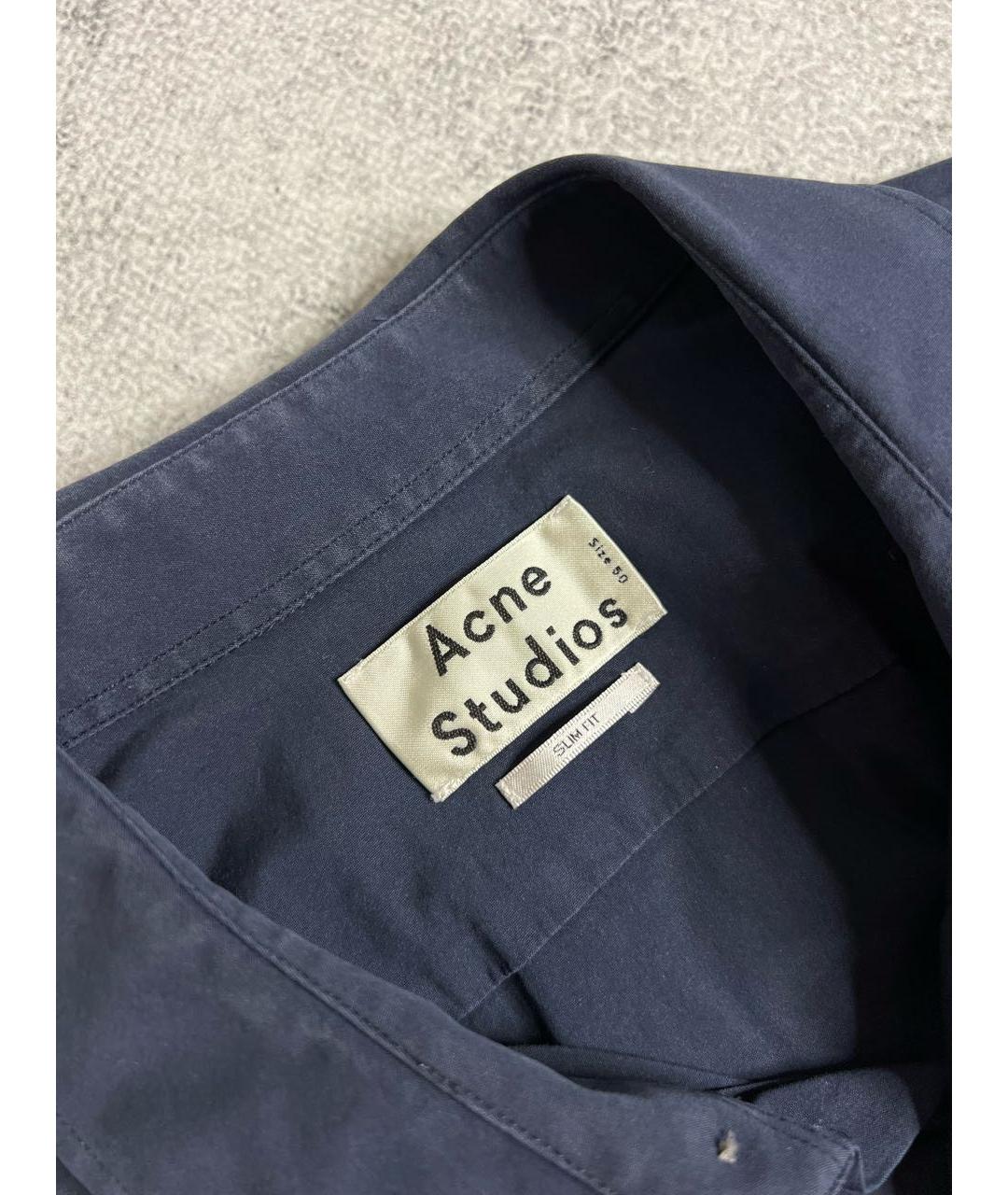 ACNE STUDIOS Темно-синяя хлопко-полиэстеровая классическая рубашка, фото 5
