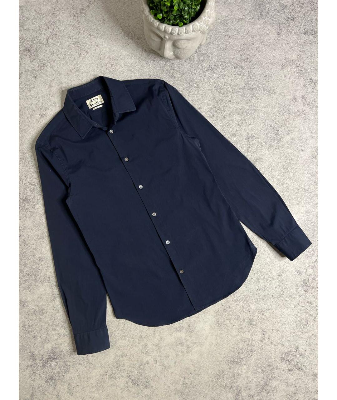 ACNE STUDIOS Темно-синяя хлопко-полиэстеровая классическая рубашка, фото 8