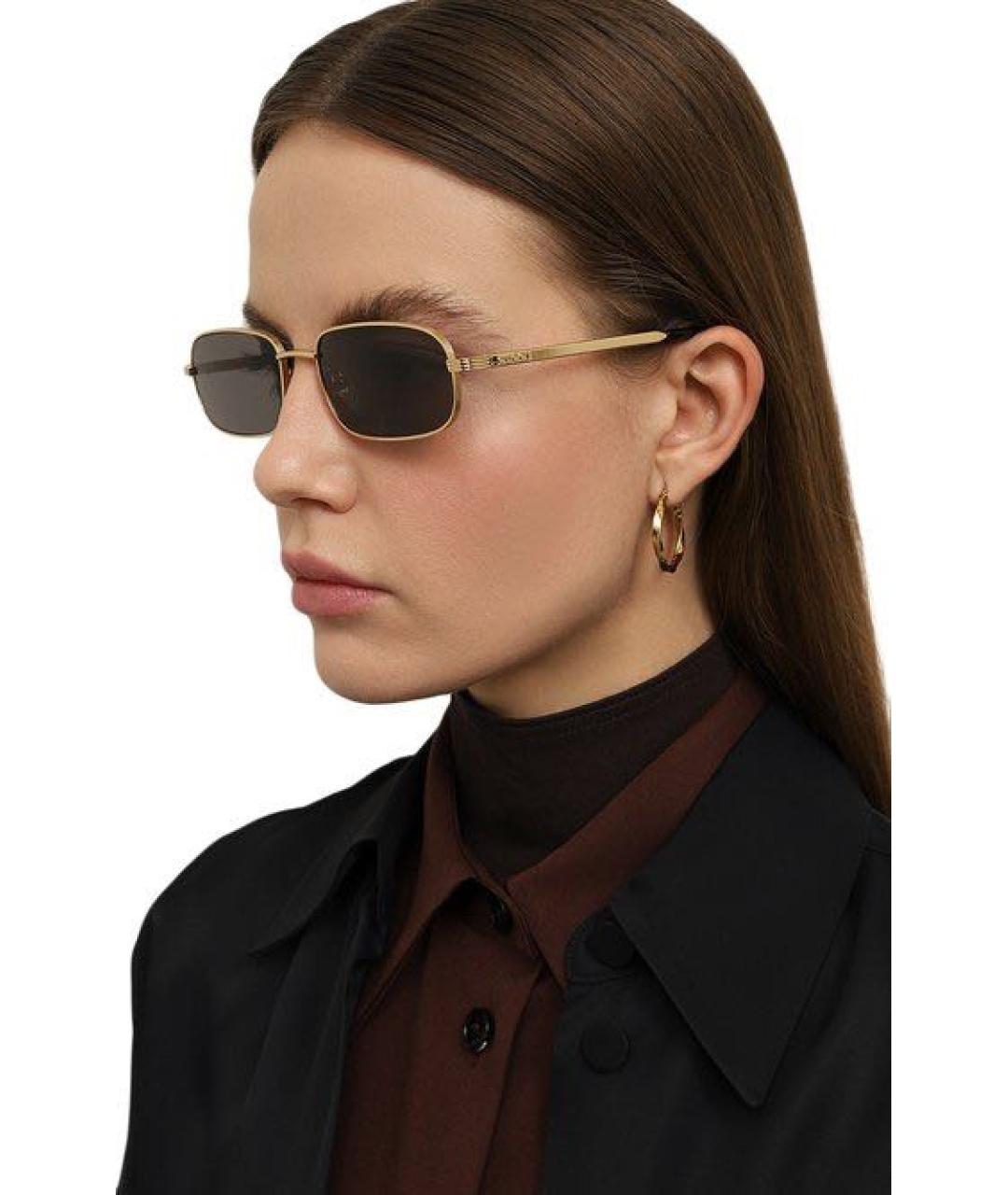 GUCCI Золотые металлические солнцезащитные очки, фото 3