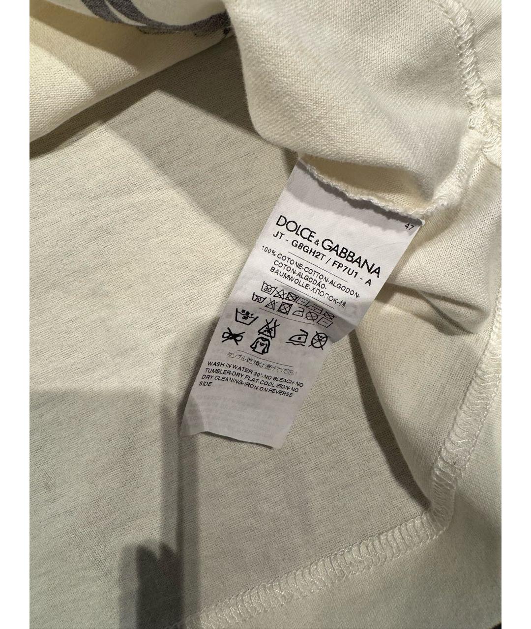 DOLCE&GABBANA Белая хлопковая футболка, фото 2