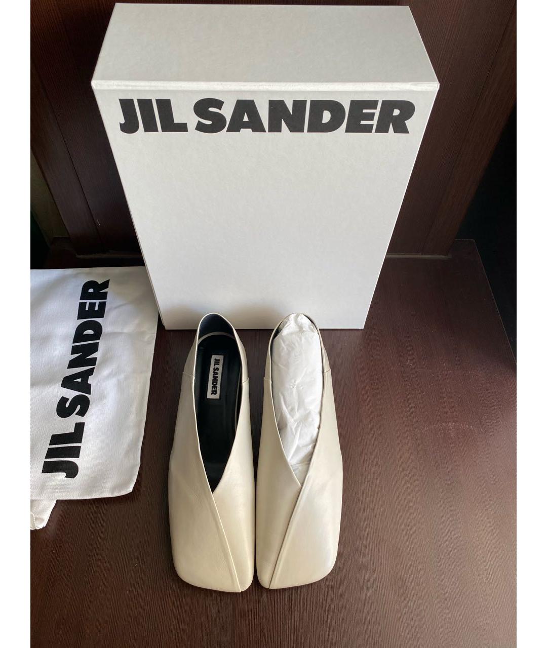 JIL SANDER Бежевые кожаные балетки, фото 4