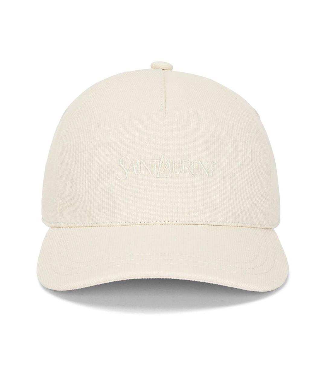 SAINT LAURENT Белая хлопковая кепка, фото 1
