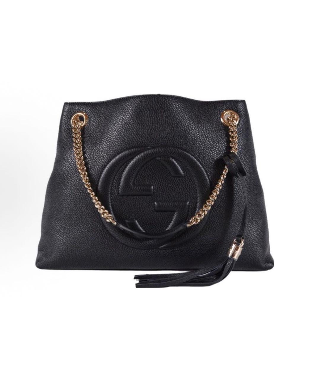 GUCCI Черная кожаная сумка тоут, фото 4