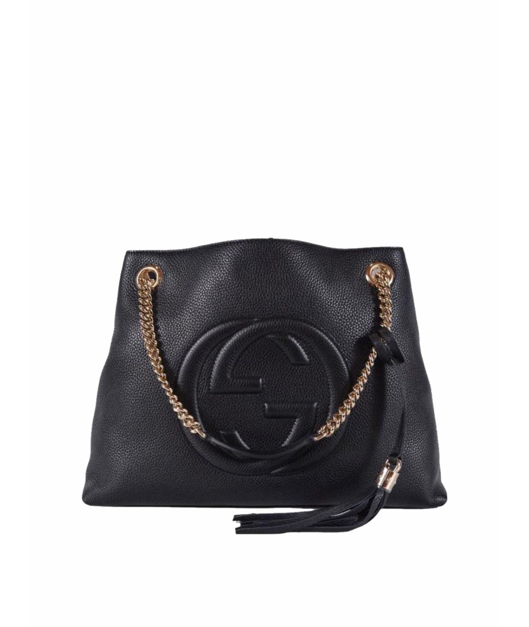 GUCCI Черная кожаная сумка тоут, фото 1