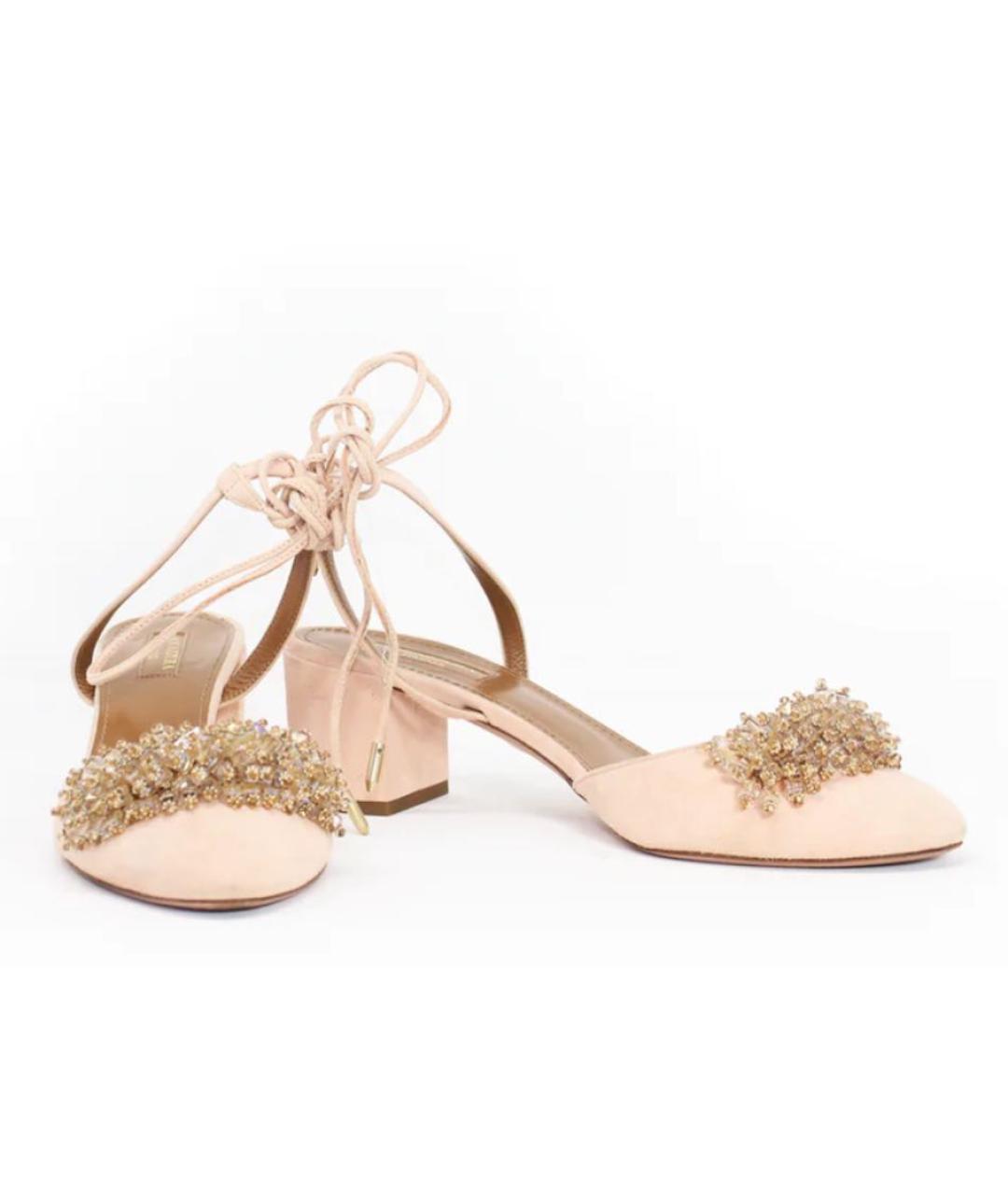 AQUAZZURA Розовые замшевые туфли, фото 5