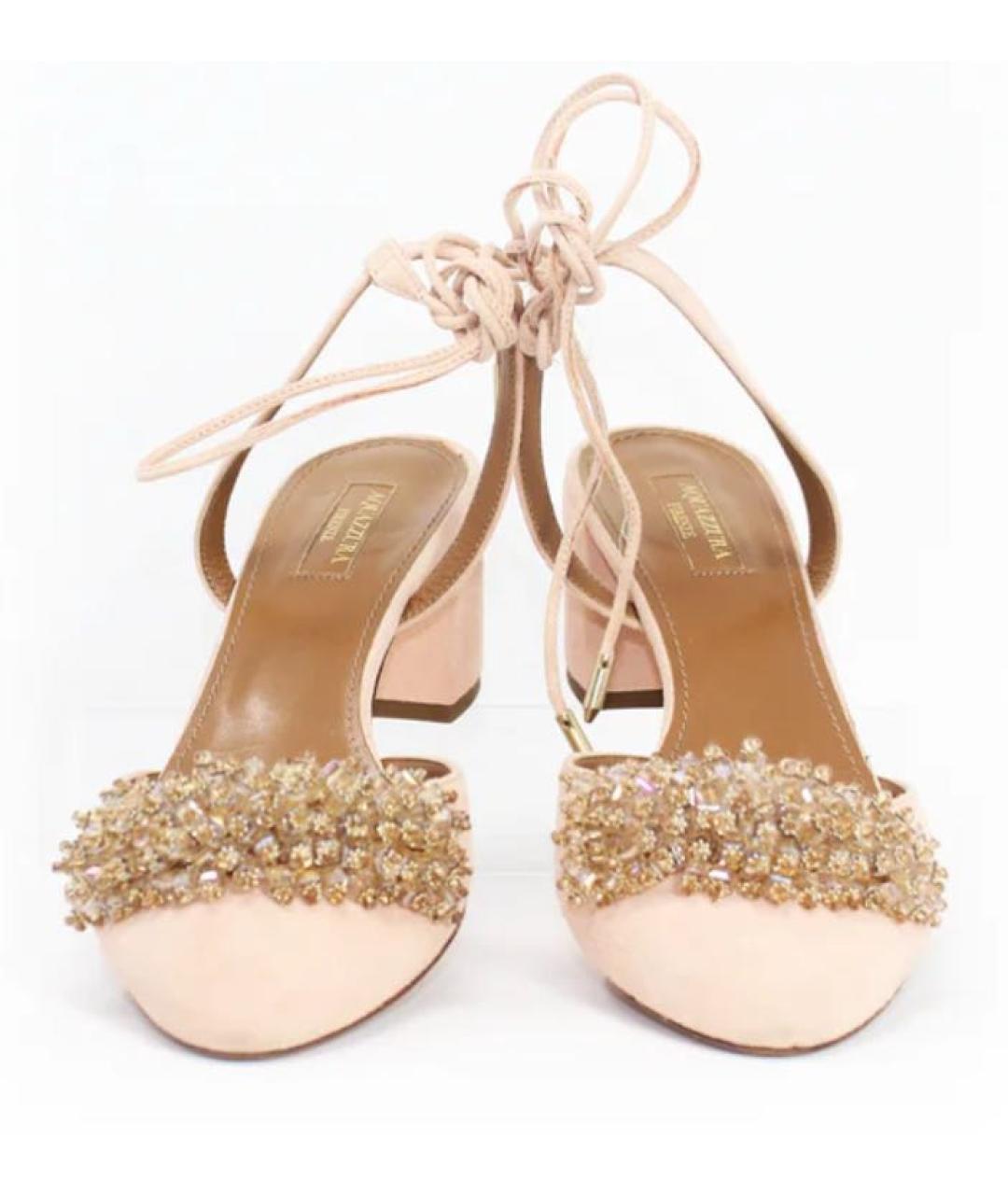 AQUAZZURA Розовые замшевые туфли, фото 3