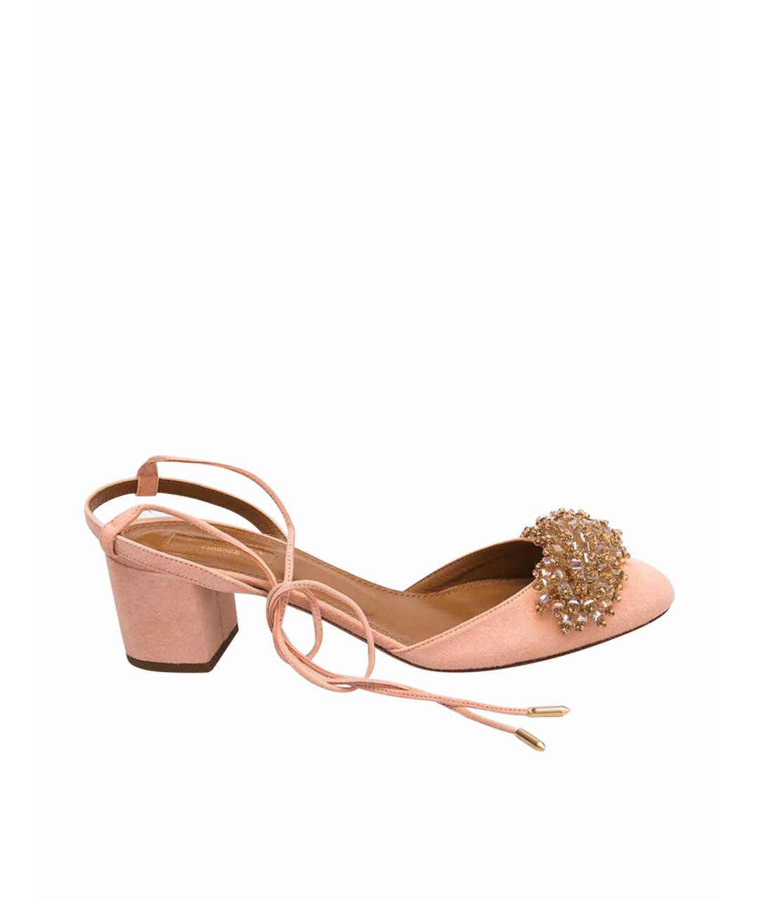 AQUAZZURA Розовые замшевые туфли, фото 1