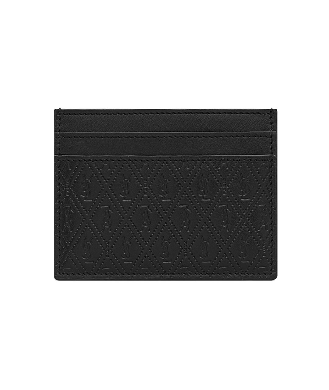 SAINT LAURENT Черный кожаный кардхолдер, фото 2