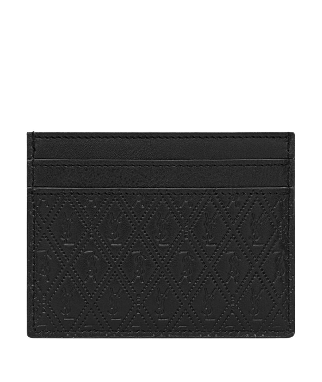 SAINT LAURENT Черный кожаный кардхолдер, фото 1