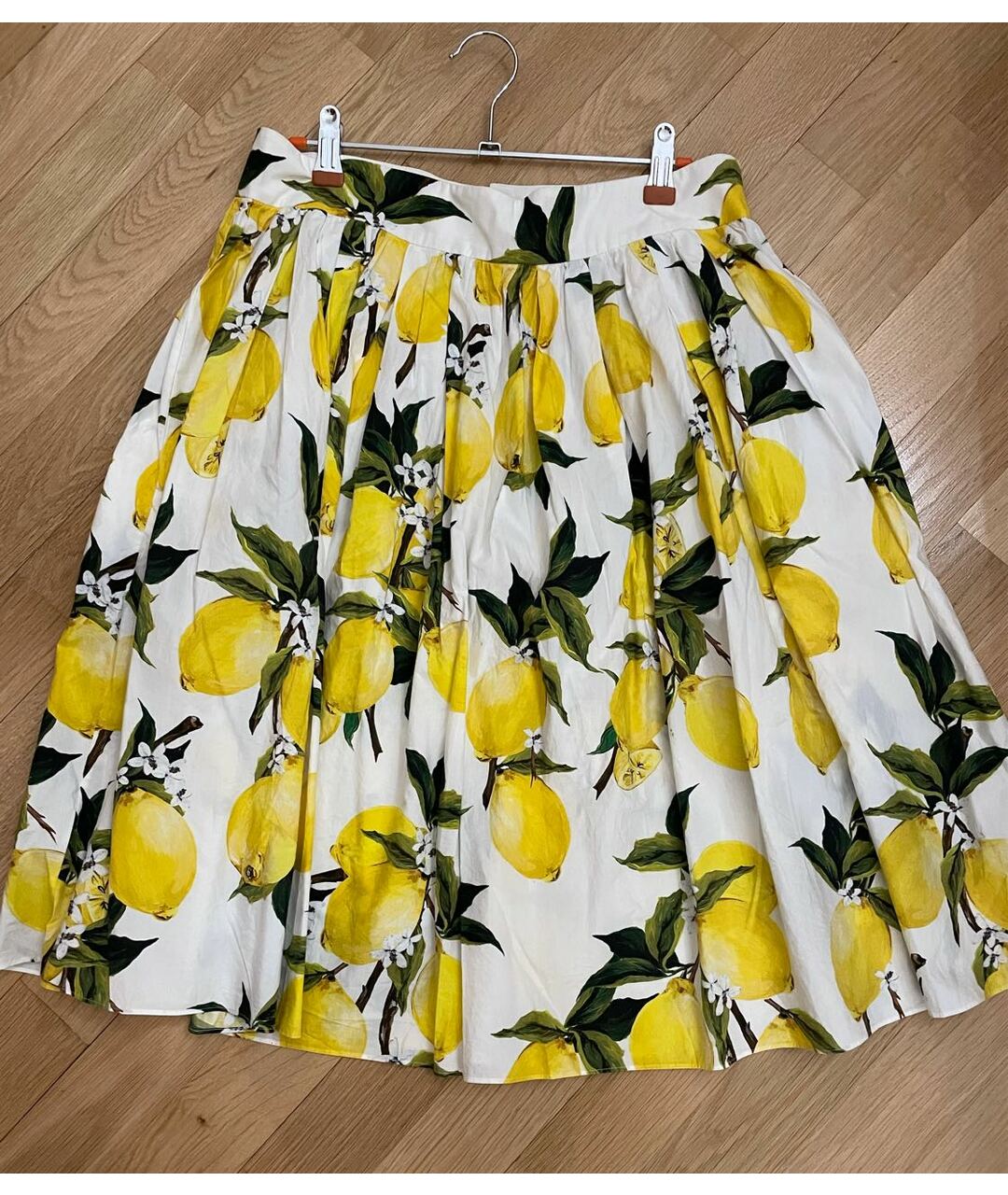 DOLCE&GABBANA Желтая хлопковая юбка миди, фото 5