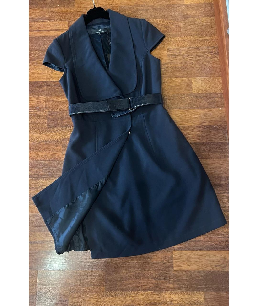 ELISABETTA FRANCHI Темно-синее вискозное повседневное платье, фото 2