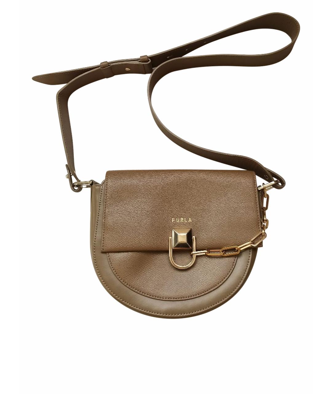 FURLA Коричневая кожаная сумка через плечо, фото 1