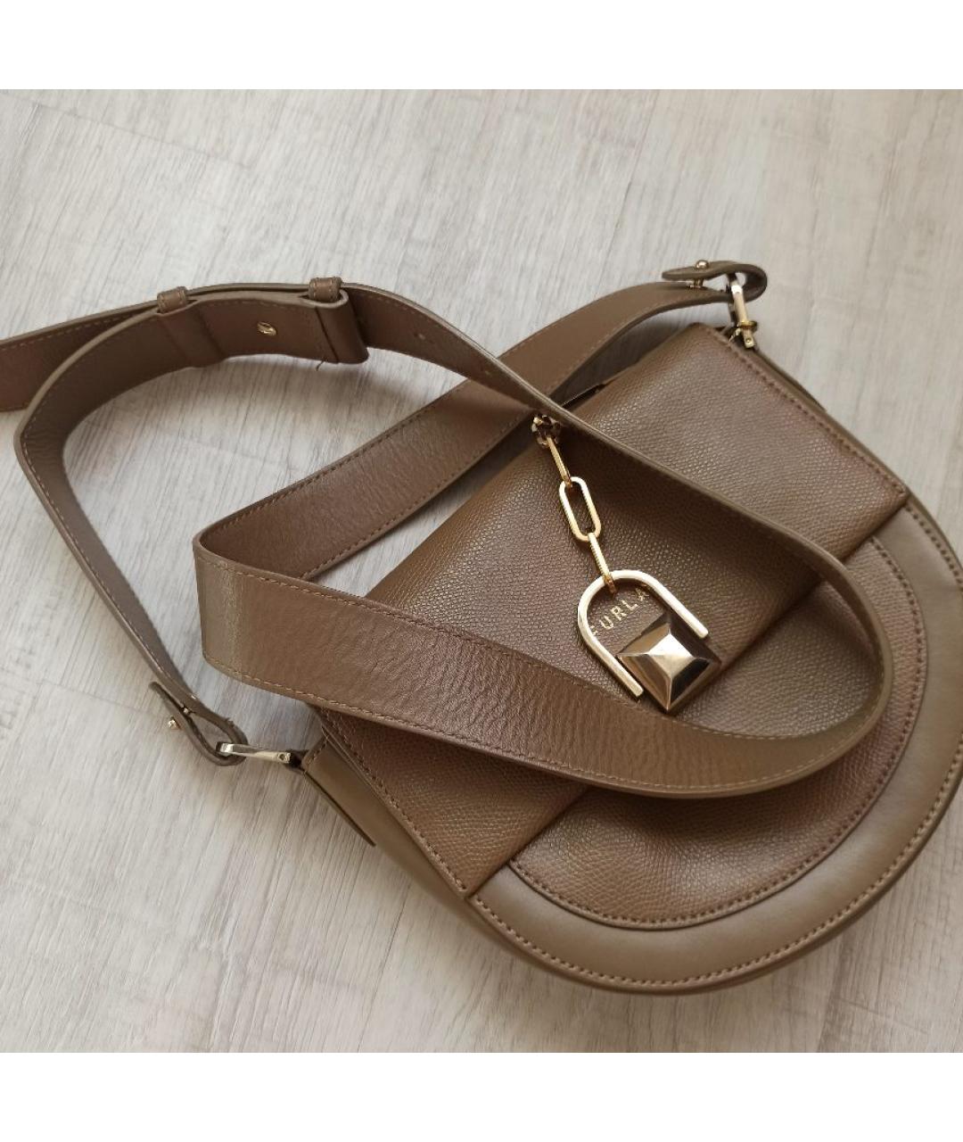 FURLA Коричневая кожаная сумка через плечо, фото 7