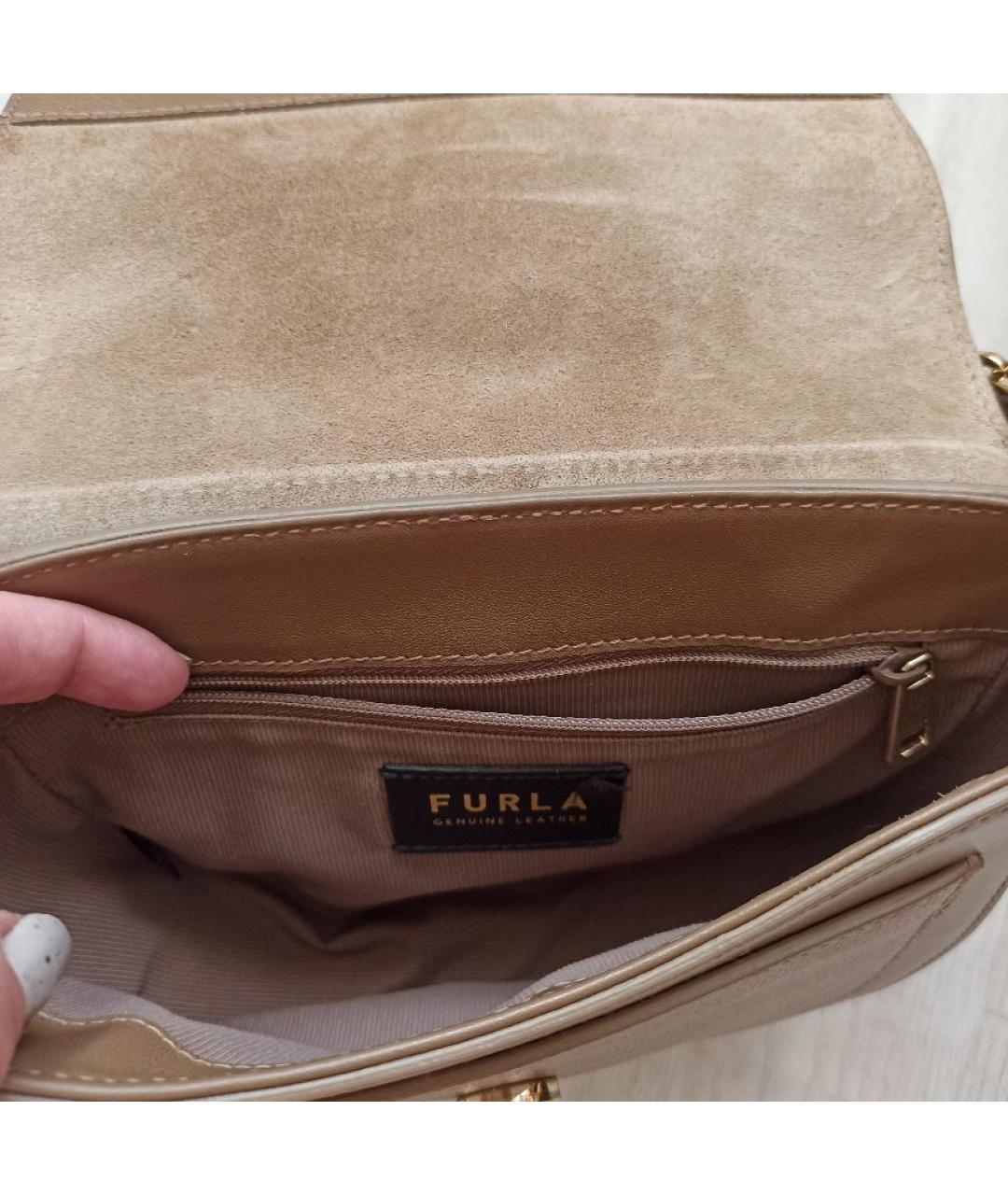 FURLA Коричневая кожаная сумка через плечо, фото 4