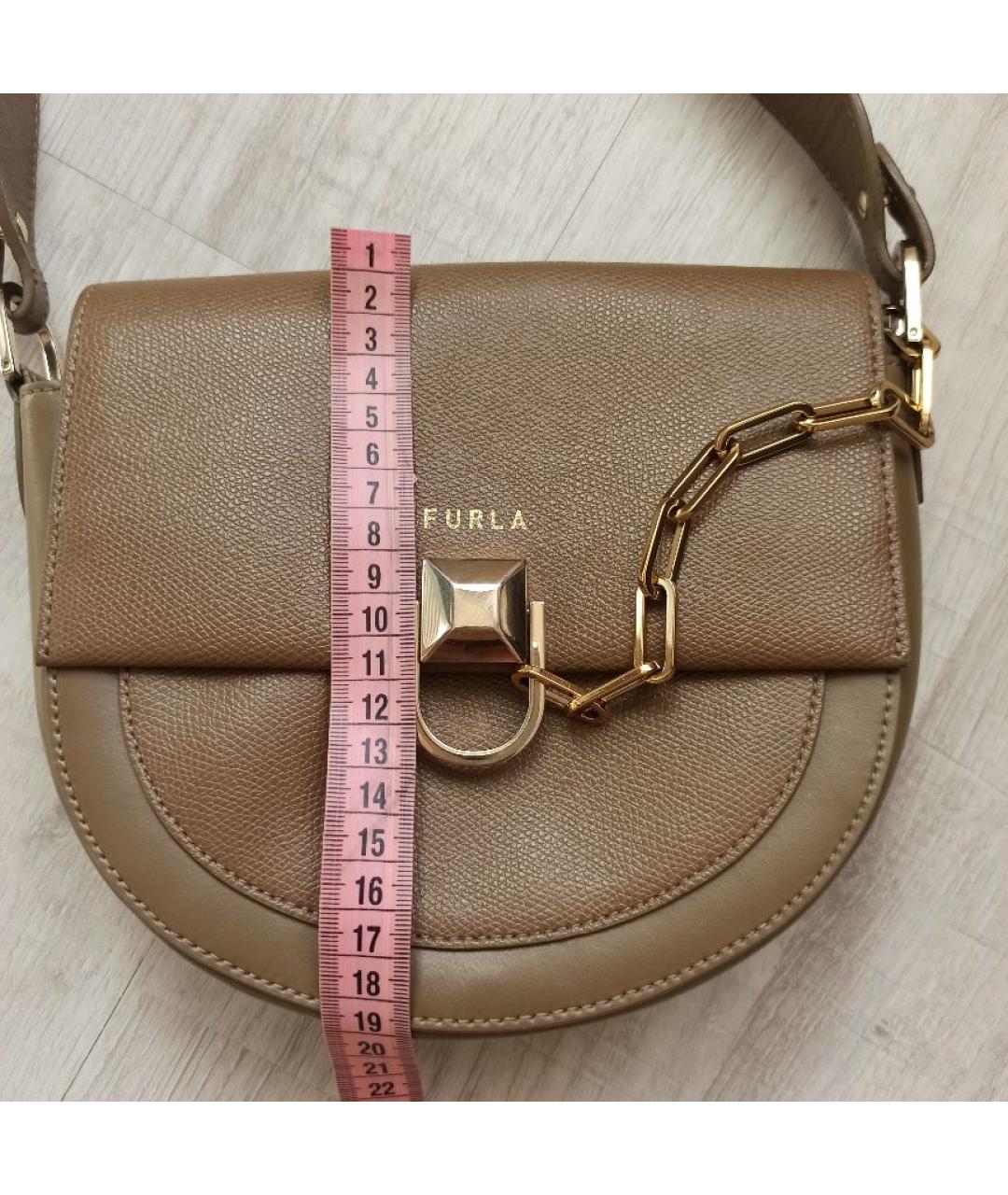 FURLA Коричневая кожаная сумка через плечо, фото 9
