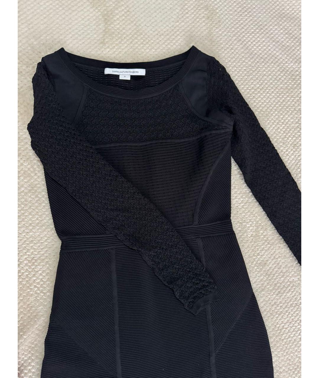DIANE VON FURSTENBERG Черное вискозное повседневное платье, фото 4