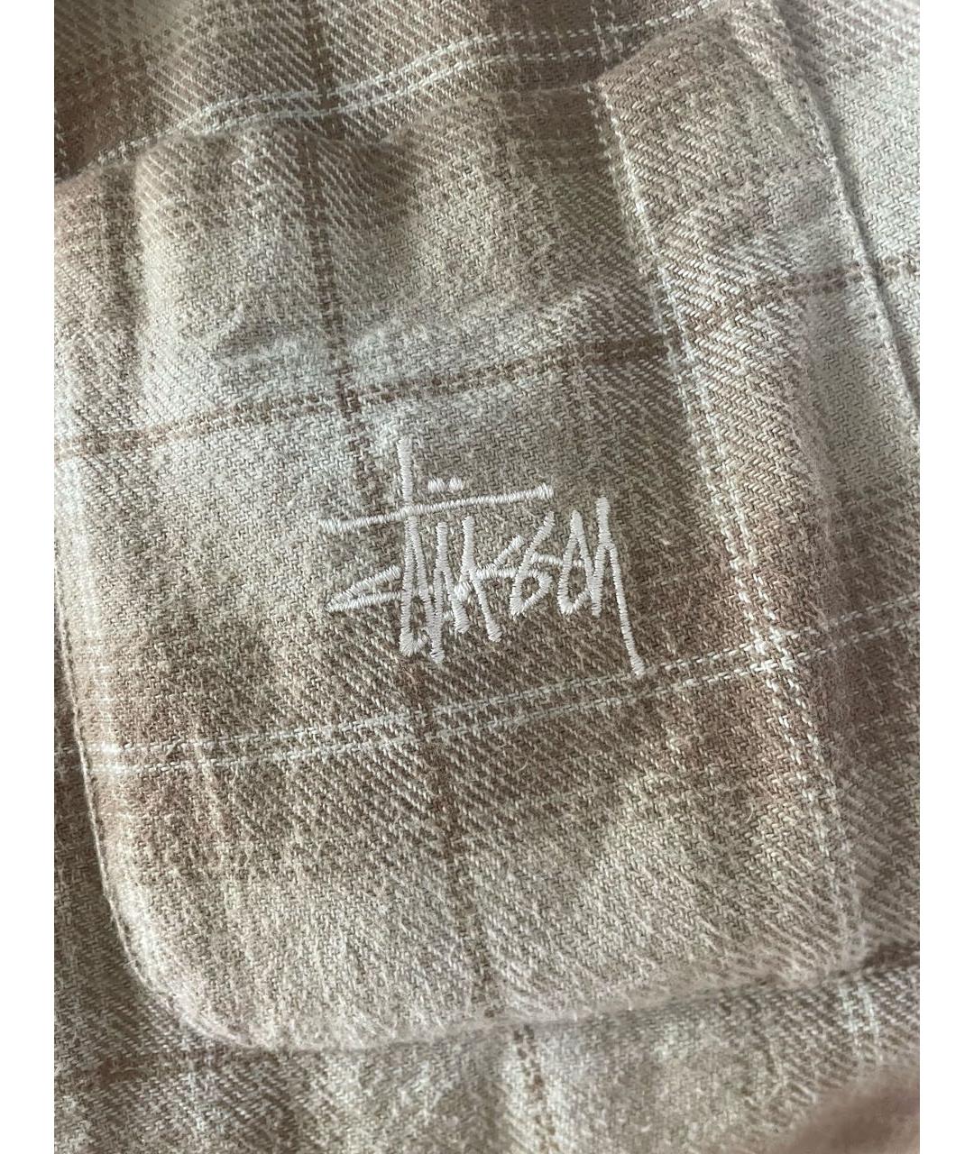 STUSSY Бежевая хлопковая кэжуал рубашка, фото 4