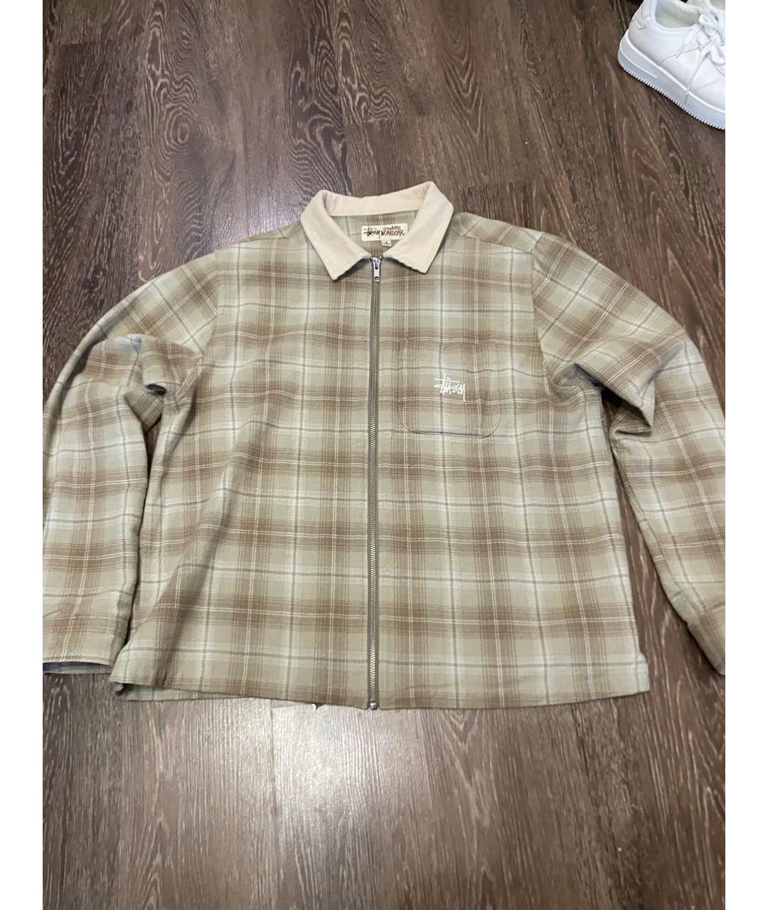 STUSSY Бежевая хлопковая кэжуал рубашка, фото 5