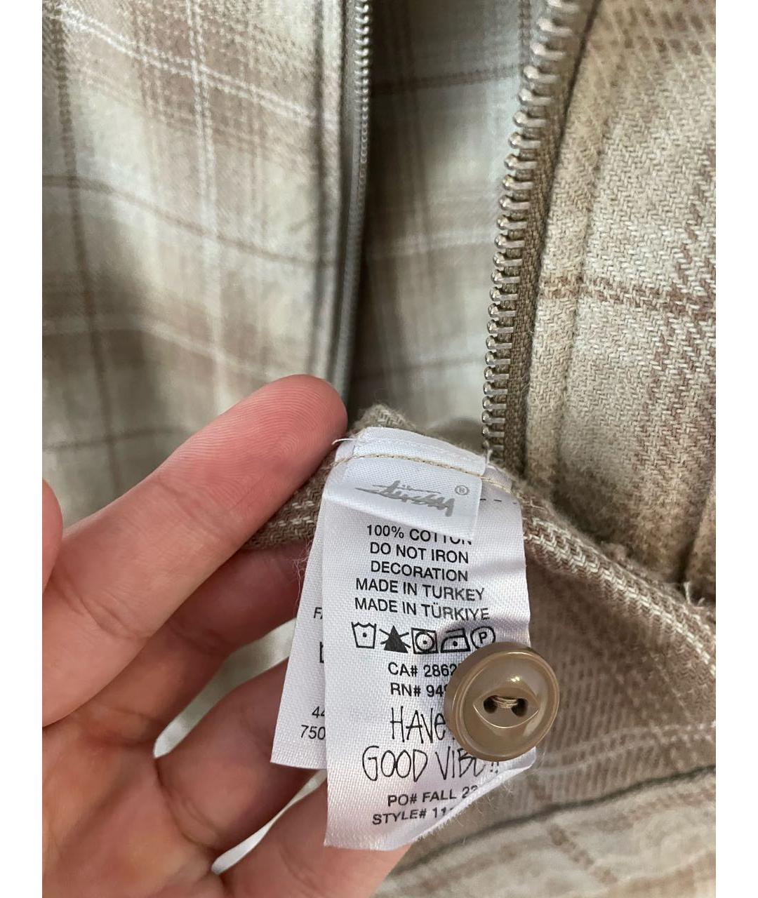 STUSSY Бежевая хлопковая кэжуал рубашка, фото 3