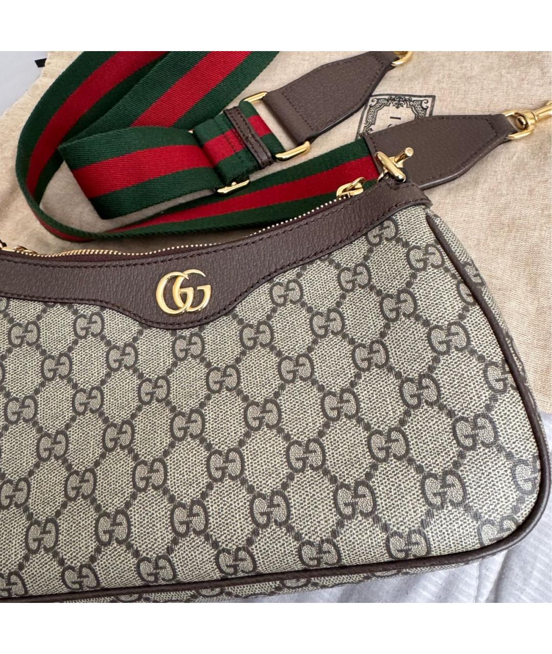 GUCCI Коричневая кожаная сумка через плечо, фото 3