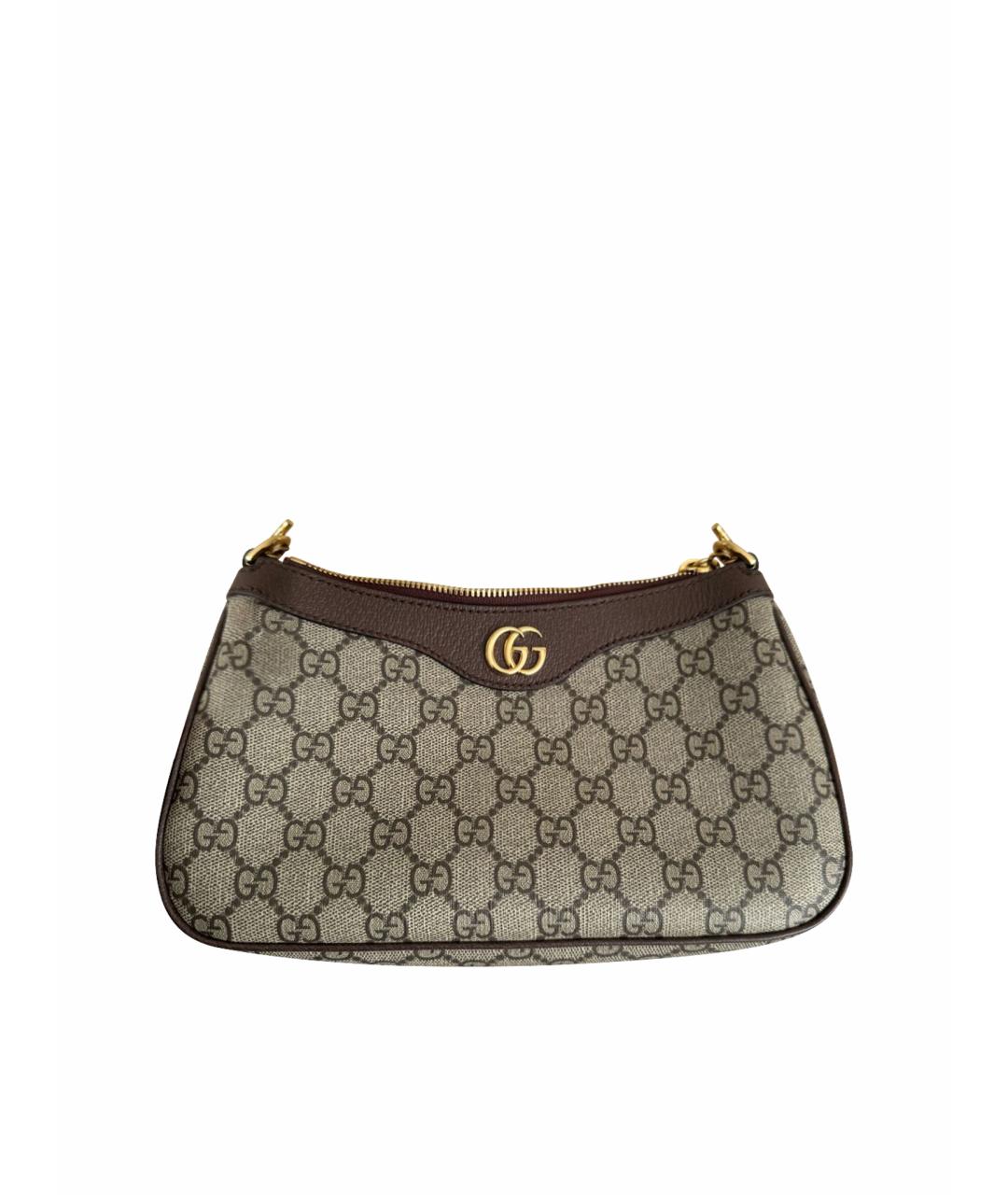 GUCCI Коричневая кожаная сумка через плечо, фото 1