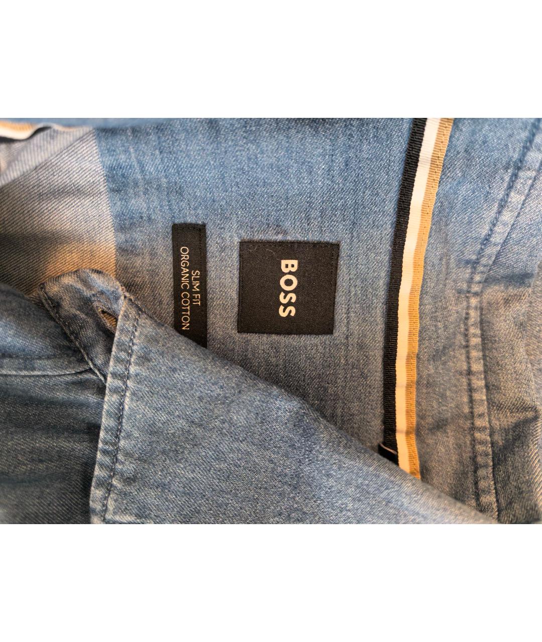 HUGO BOSS Голубая хлопковая кэжуал рубашка, фото 3