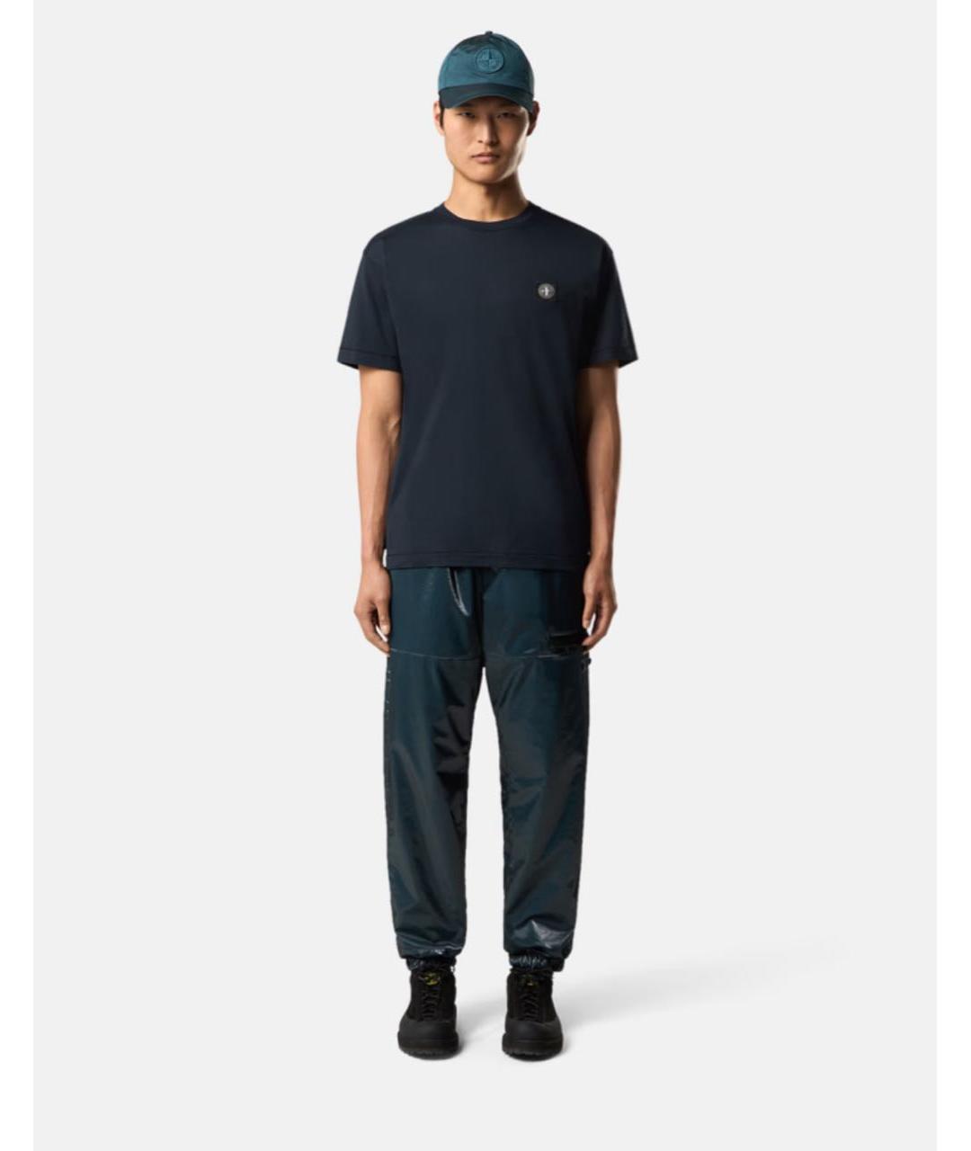 STONE ISLAND Темно-синяя хлопковая футболка, фото 4