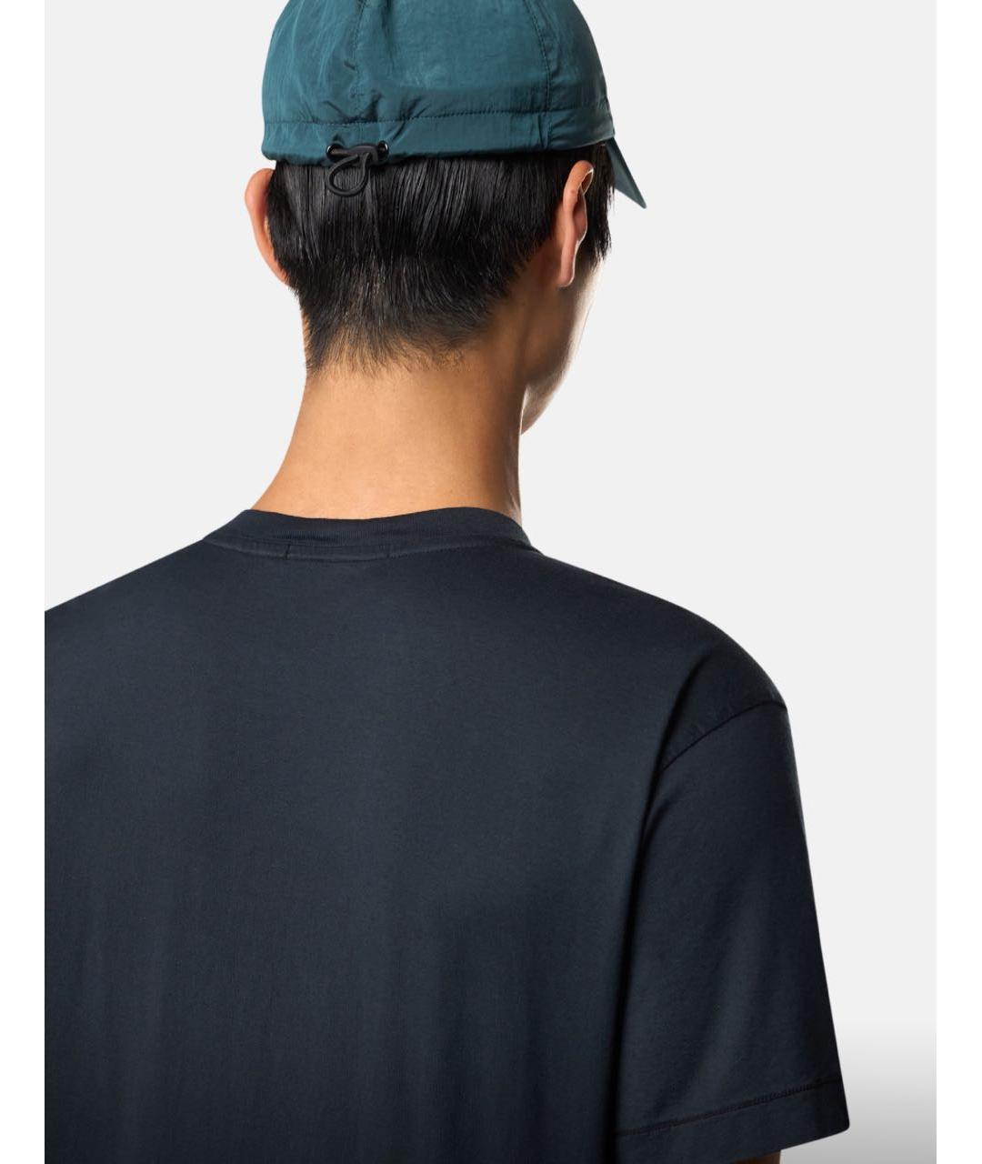 STONE ISLAND Темно-синяя хлопковая футболка, фото 3